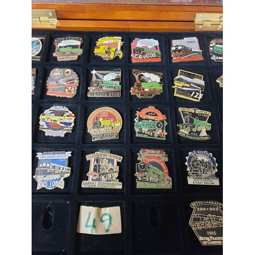 49 - Collection Of Steam Train And 1950s to80s Train  EnamelBadge Collec tion In Collectors Cabinet