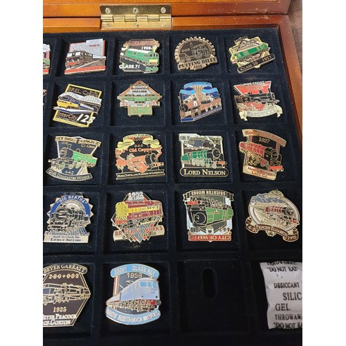 49 - Collection Of Steam Train And 1950s to80s Train  EnamelBadge Collec tion In Collectors Cabinet