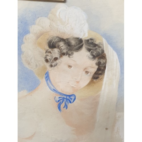 190A - A Pair Of Victorian Miniature portrait Paintings of young lady's unsigned [25x22cm]