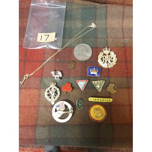 17 - Selection Of Military Badges, Enamel Badges Jewellery etc