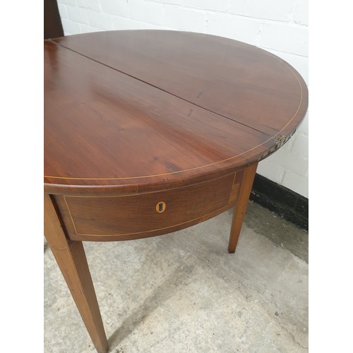 205 - Edwardian Inlaid Half Moon Fold Over Games Table