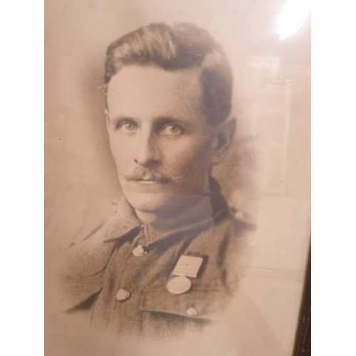 193 - Selection Of Military Pictures And WW1 Discharge Papers And Portrait Photo Of Soldier Who Was Injure... 