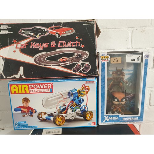 78 - Selection Of Toys Remote Control Car, Boat, Air Power Car Marvel Wolverine Figure And Vintage Car Ra... 