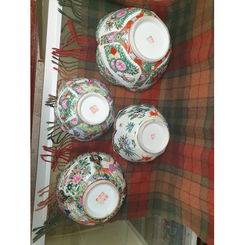 105 - 4 Assorted Oriental Hand Painted Bowls