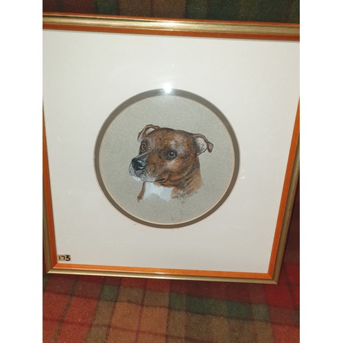 173 - Painting Of Staffordshire Bull Terrier Signed J Rayner