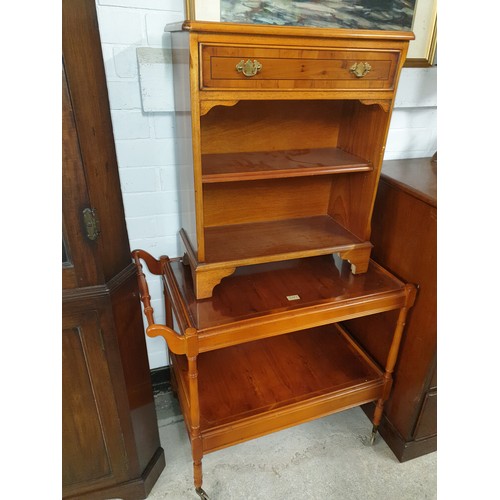 241 - Reproduction Rosewood tea table along with 1 drawer Rosewood cabinet