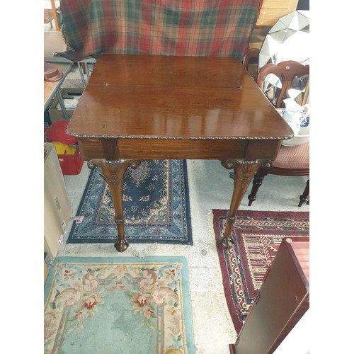 223 - Early Victorian Flip Top Games Table With Ball And Claw Feet With Carved Edges To Top