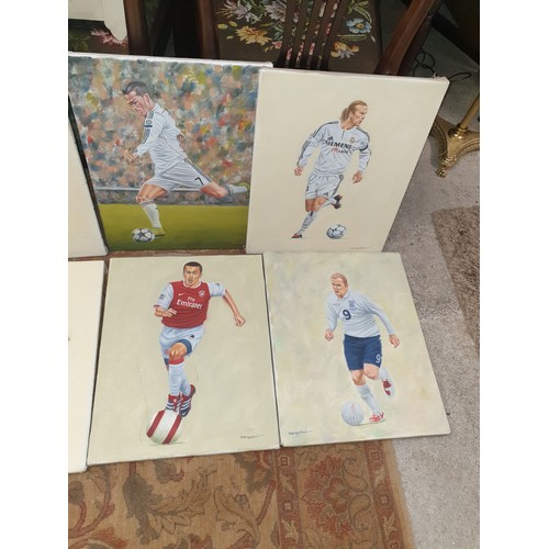 198 - Seletion Of Sporting Heroes Oil Paintings On Canvas (Footballers)