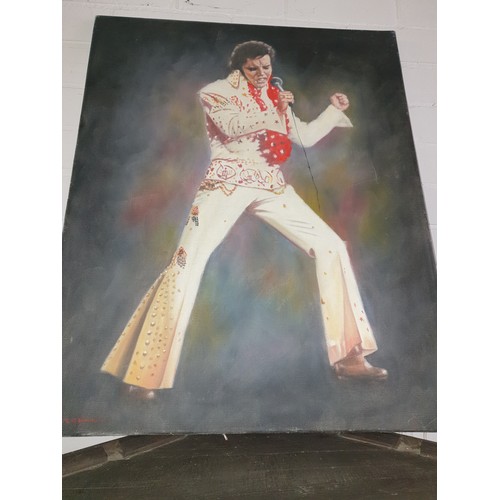 199 - 2 Pop Art Oil Paintings Elvis And Michael Jackson