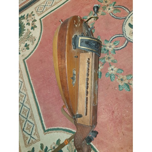 246 - Vintage wooden cased Hurdy Gurdy musical instrument