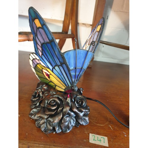 112 - Tiffany Style Butterfly Table Lamp Working