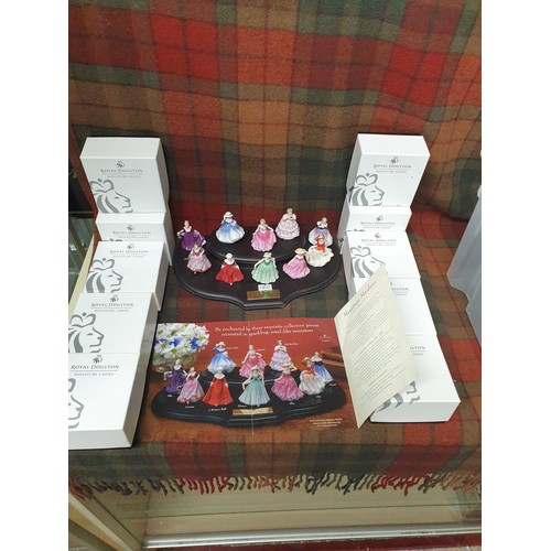 150 - Royal Doulton Miniature Maidens Collection On Wooden Display Stand By Compton And Woodhouse 8 Figure... 