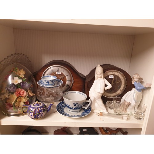 293 - Shelf Of Collectables Clock, Nao, Oriental Items Ect