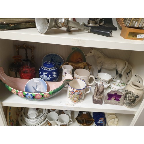 295 - Shelf Of Collectables Maling, German Pottery, Royal Copenhagen Etc