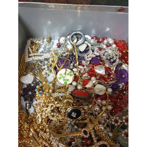 18 - Box Of Costume Jewellery To Include Pearls Diamante Etc