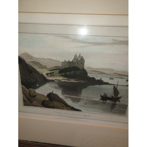 170 - 2 Hand Tinted Etchings Argyleshire Scenes Castle And Swene