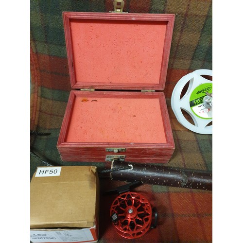 70C - Selection Of Fishing Items Reel,Empty Fly Box, Line Holder, Saw Knife And Priest