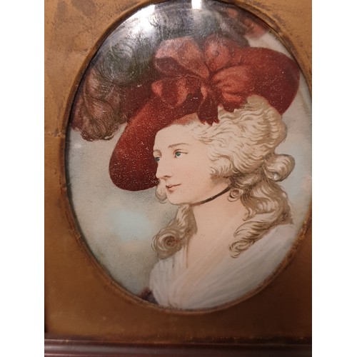 86A - Victorian hand painted portrait of a lady with hat