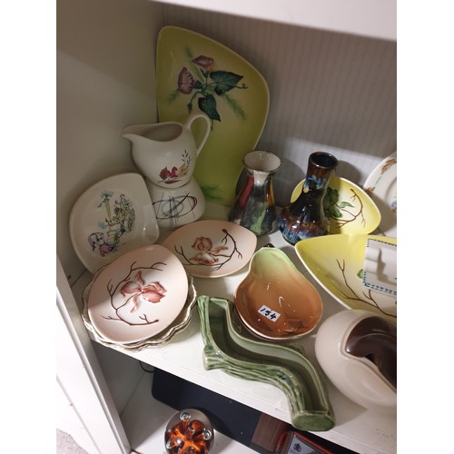 154 - Shelf Of Collectables Carlton Ware, Poole Pottery, Bunnikins Savings Bank Of Glasgow Coopercraft Dog... 