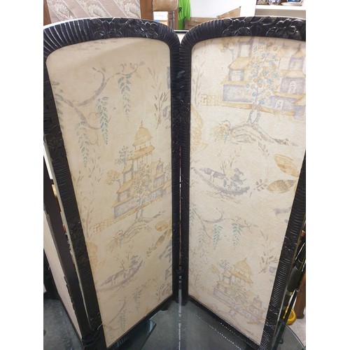 407 - 4 Fold Oriental Screen Each Panel 92 cm high x33 cms