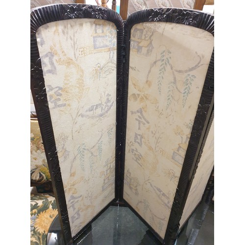 407 - 4 Fold Oriental Screen Each Panel 92 cm high x33 cms