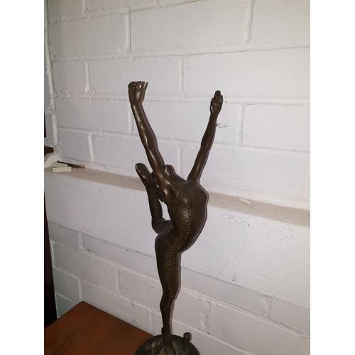 103 - Large Art Deco Bronze Dancing Lady With Snakes Around Her Feet Stands 55 Cms Tall Weights 6.6kg