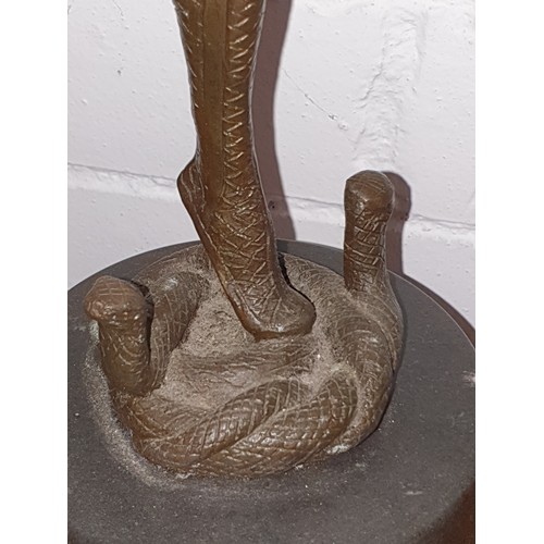 103 - Large Art Deco Bronze Dancing Lady With Snakes Around Her Feet Stands 55 Cms Tall Weights 6.6kg