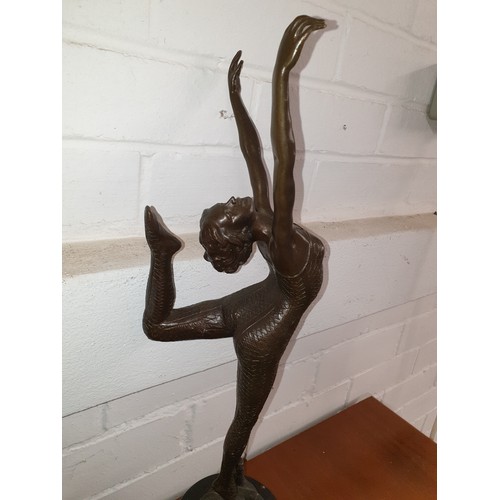 103 - Large Art Deco Bronze Dancing Lady With Snakes Around Her Feet Stands 55 Cms Tall Weights 6.6kg