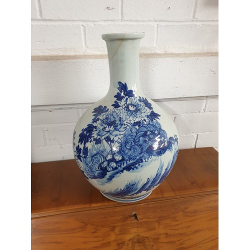 118 - Large Oriental Blue And White Dragon Pattern Bottle Vase 45 cms Tall