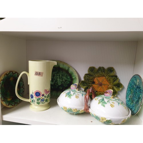 165 - Shelf Of Vintage And Antique Ceramics To Include Majolica, Arthur Woods etc