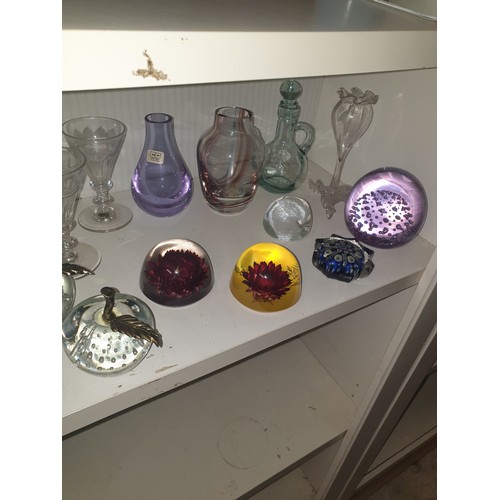 167 - Shelf Of Collectable Glass And Crystal Caithness, Glass And Paperweights etc