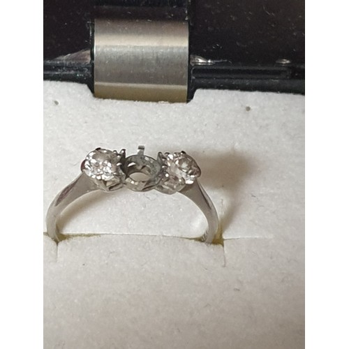 8 - Platinum And Diamond Ring Centre Stone Missing Size O 3.06 G