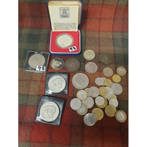 98 - Selection Of Coins To Include Victoria Silver Crown Dated 1889 Etc