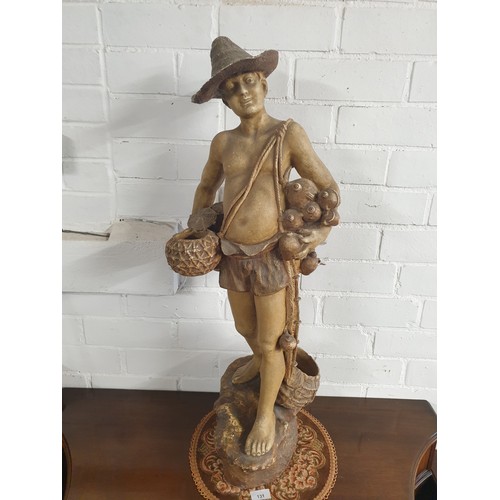 131 - Huge Victorian Statue The Fisher Boy Possibly Bretby Stands 85 cms Tall