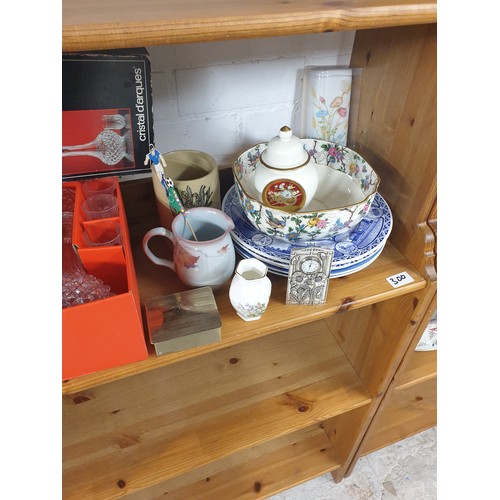 170 - Large Shelf Of Collectables etc Denby, Aynsley, Chintz, Oil Lamp EP Card Box paperweights etc