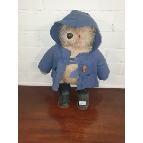 85 - A Well Loved Paddington Bear With His Wee Blue Wellies And Blue Coat Needs A Wash And New Toggles Fo... 