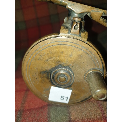 51 - Vintage Brass Malloch Sidecaster Reel