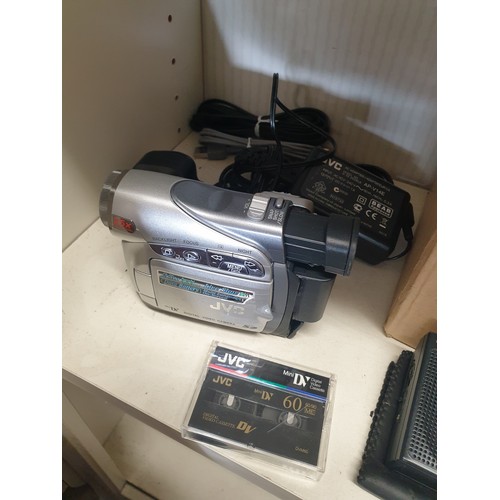 148 - JVC Digital Cam Corder With Accessories and World Reciever Radio With Vintage Hunter 8 mm Viewer and... 