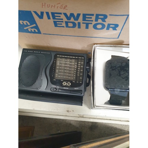 148 - JVC Digital Cam Corder With Accessories and World Reciever Radio With Vintage Hunter 8 mm Viewer and... 