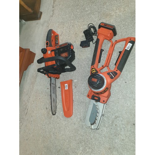 175 - Black And Decker Cordless Alligator Chain Saw Cutter And Chain Saw With Lithium Batteries And Charge... 