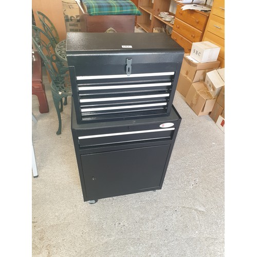 181 - New Portable Metal Tool Cabinet With Shelvbes And Bottom Storage