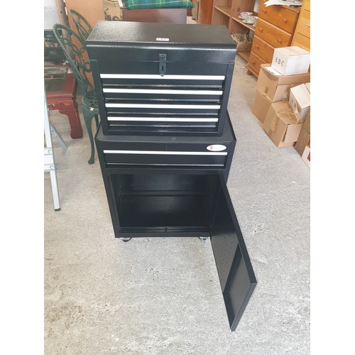 181 - New Portable Metal Tool Cabinet With Shelvbes And Bottom Storage