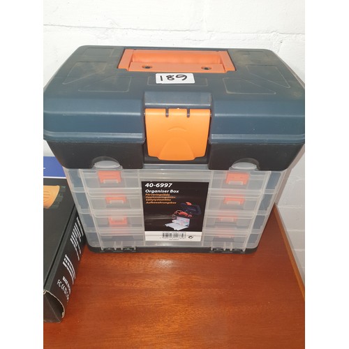 189 - New Heavy Duty Heat Gun And New Organiser Storage Box With Screws, etc