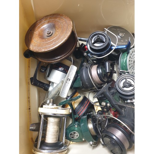 75 - Large Box Assorted Spinnig Reels And Spare Parts ect