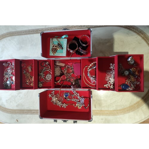 21 - Cantilever Box Of Costume Jewellery Watches Pocket Watches etc