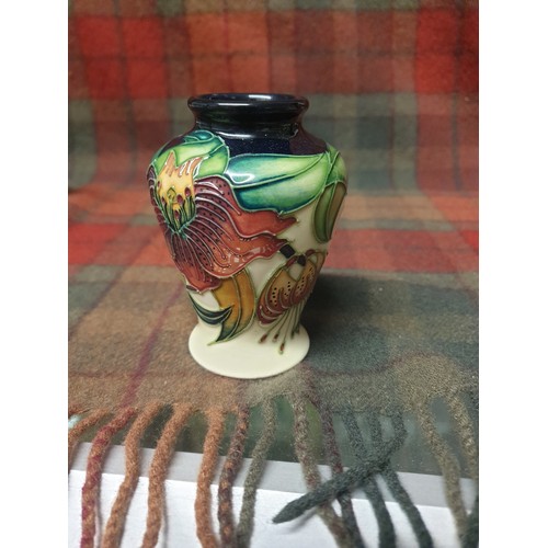 48 - Small Moorcroft Vase Anna Lilly Pattern 9cms Tall