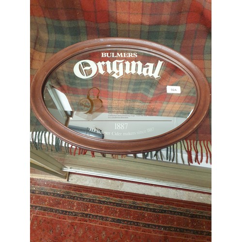 92A - Nice Clean Bulmers Cider Oval Mirror 50 x 38 cm