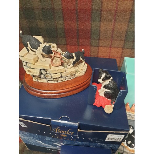 76 - Border Fina Art Figures Of Sheep Dogs And Mouse Eatin Cherries All Boxed