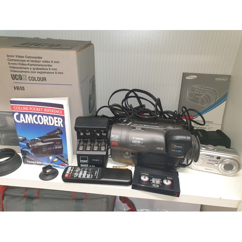 142 - Samsung Digimax A7 camera And Cannon 8mm Camcorder With Accessories Ect