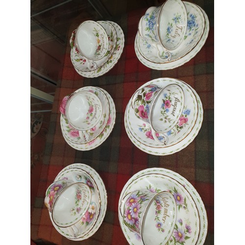 94 - A Royal Albert Months Of The Year Tea Service Complete 36 Piece Tea Set